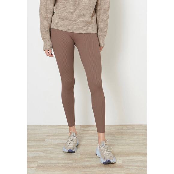 Year Of Ours Studio Ribbed Veronica Crossover Leggings Coco Light Brown Medium - Picture 2 of 9